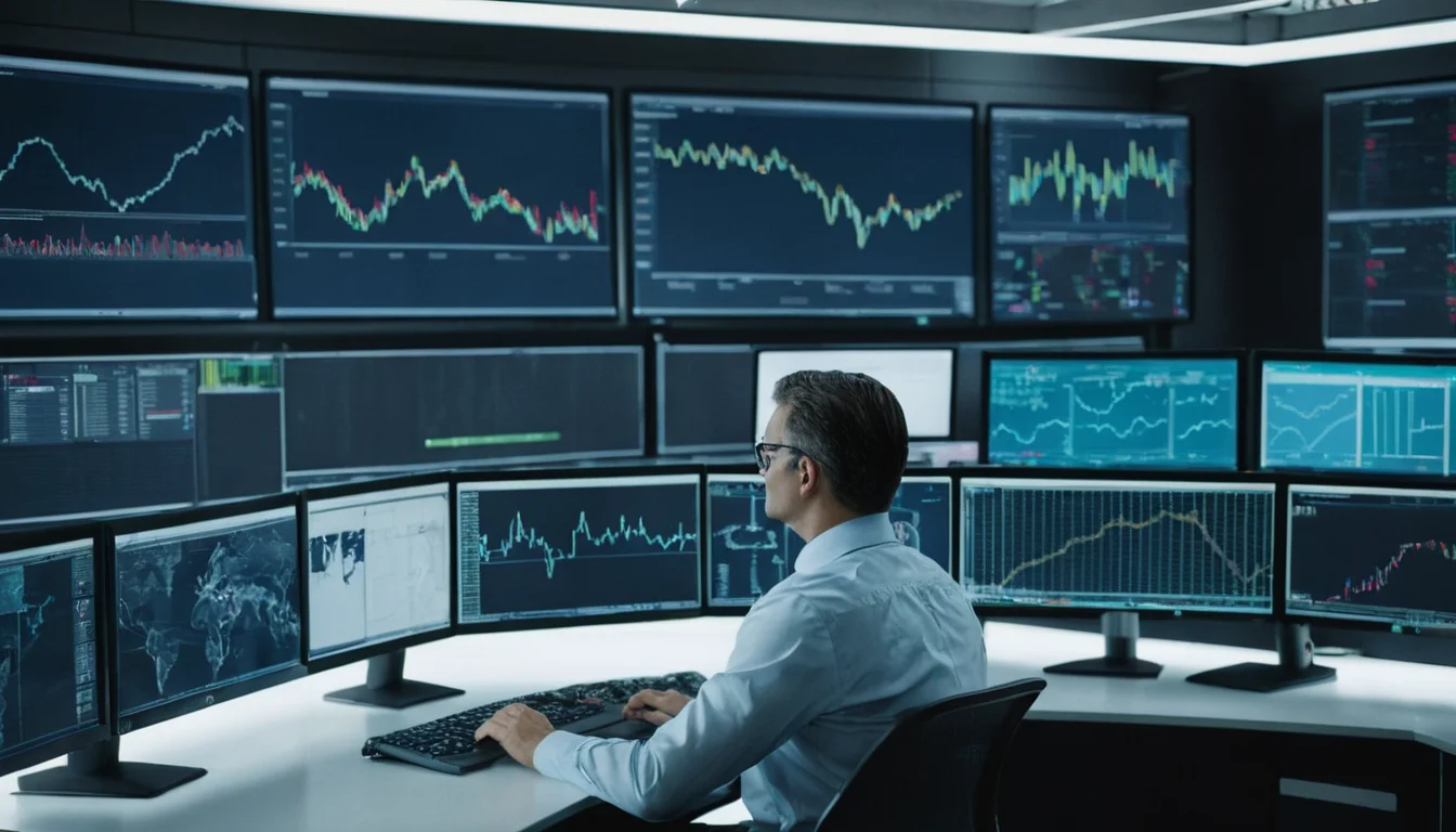 Engineer reviewing AI agent monitoring dashboards in a dim operations room